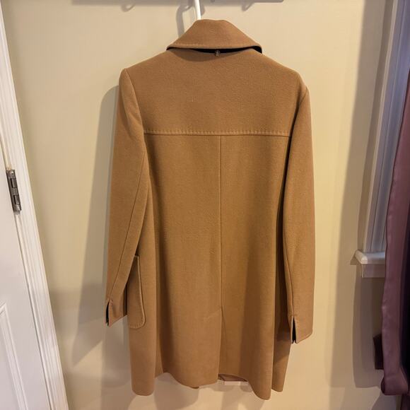 Preston & York Women's Tan Merino Wool Blend Trench Overcoat Size 14 - Picture 4 of 4